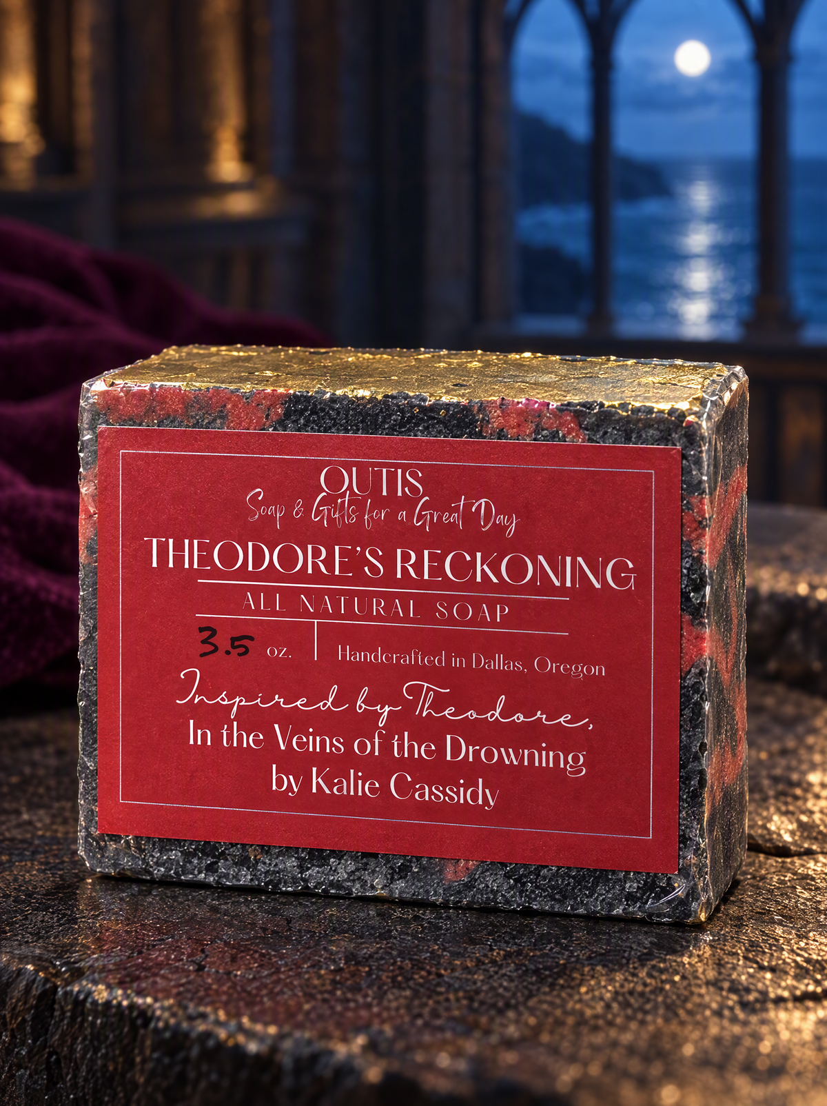 A close view of Theodore's Reckoning soap